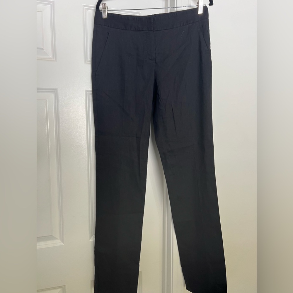 THEORY Black linen trouser pants